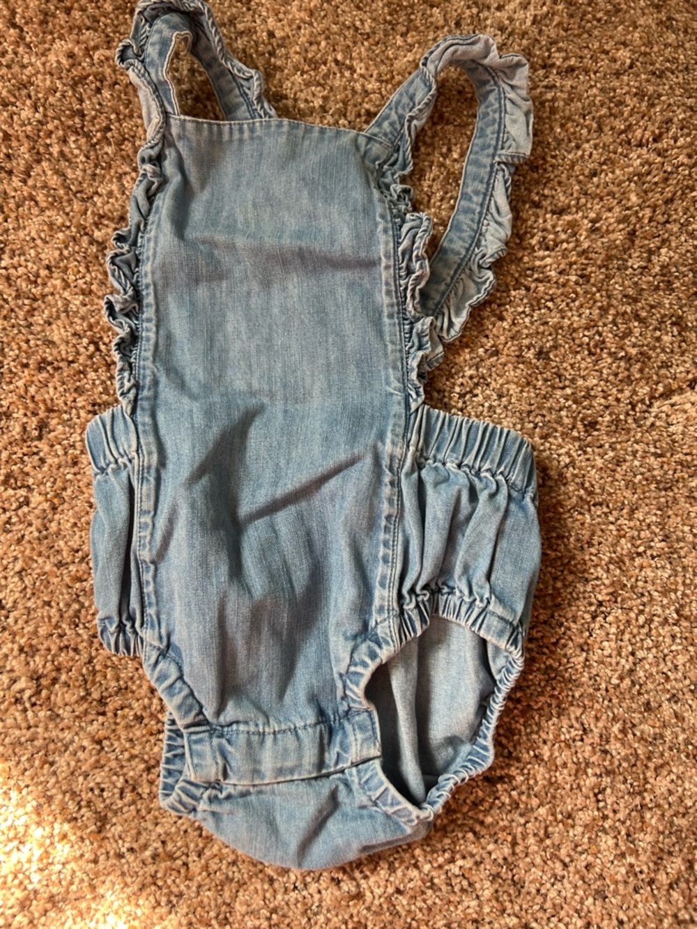 Hanna Andersson Light Denim Blue Ruffle Strap One-Piece